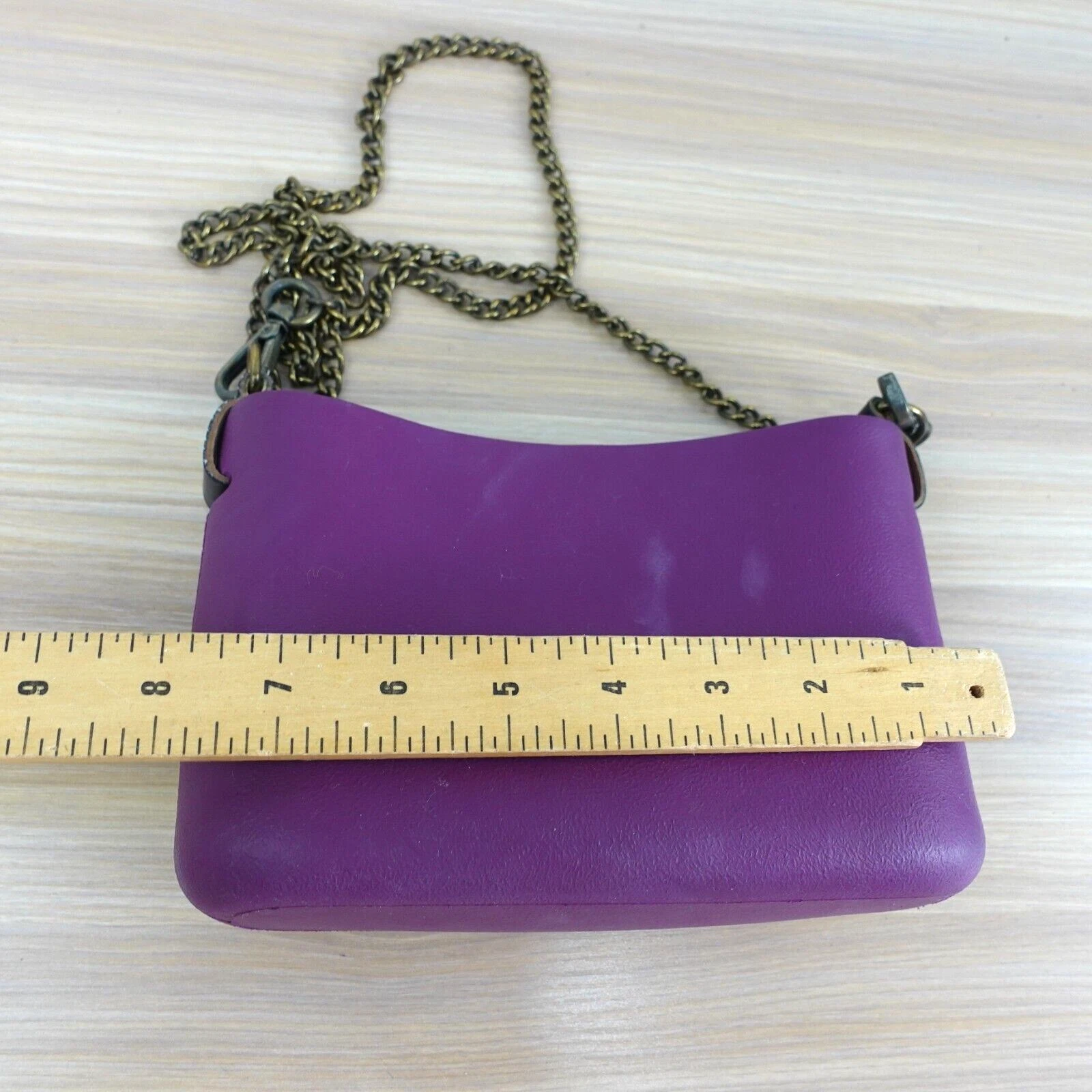 Plum Crossbody Purse Sling Gold Chain Small Italian Rubber Bag Clutch ITALY - O Bag