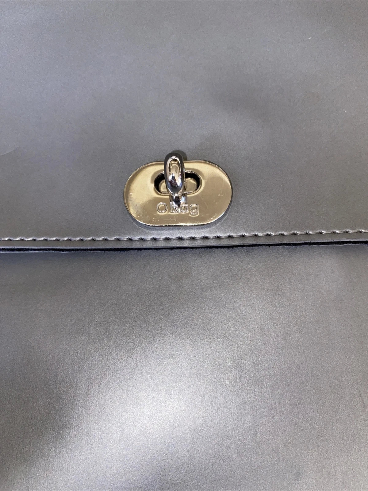 O Bag Shiny Grey Shoulder Bag. Minor Scuff Marks On Exterior - O Bag