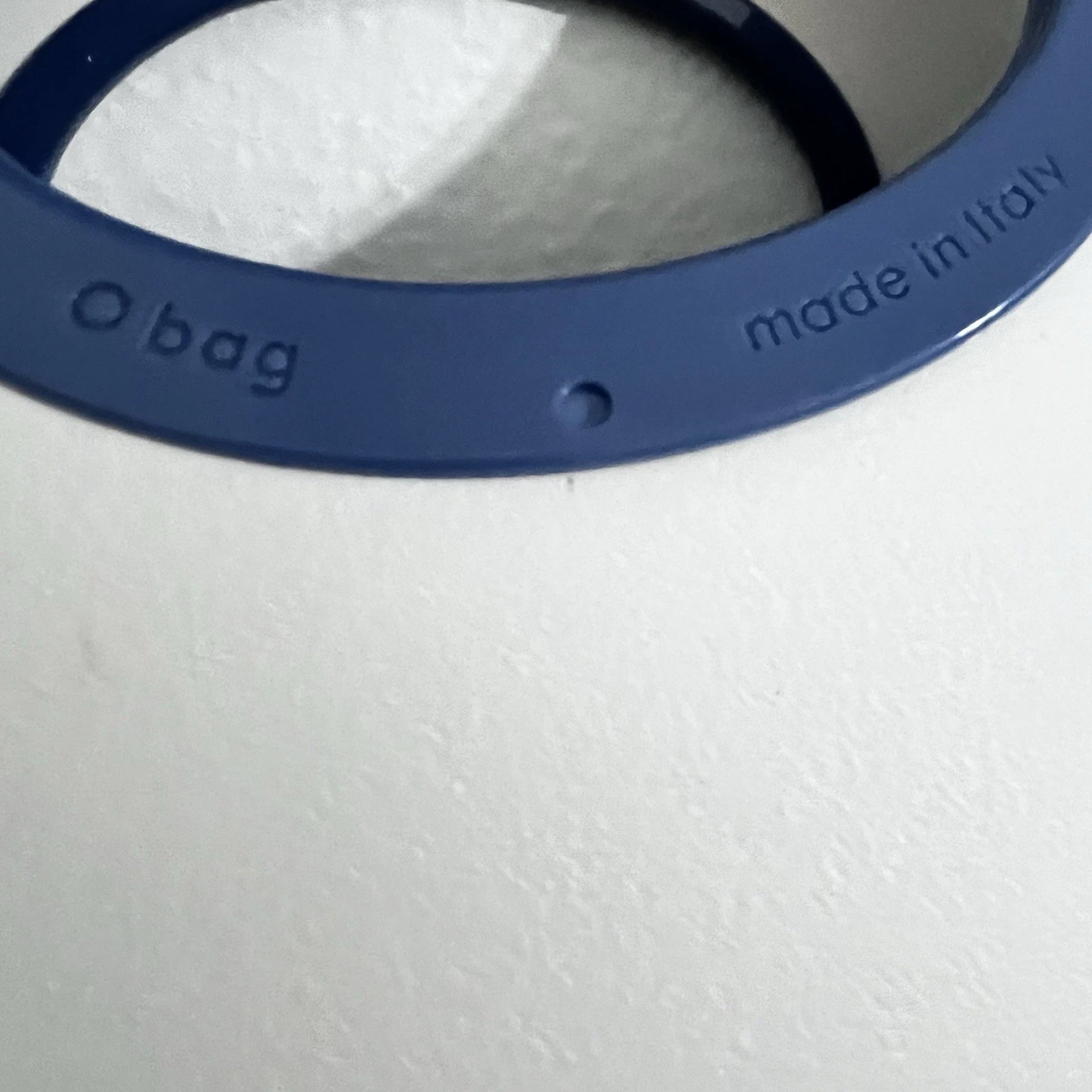 O bag Classic White Shell Blue Handles Liner Whipstitch Strap Modular Italy - O Bag