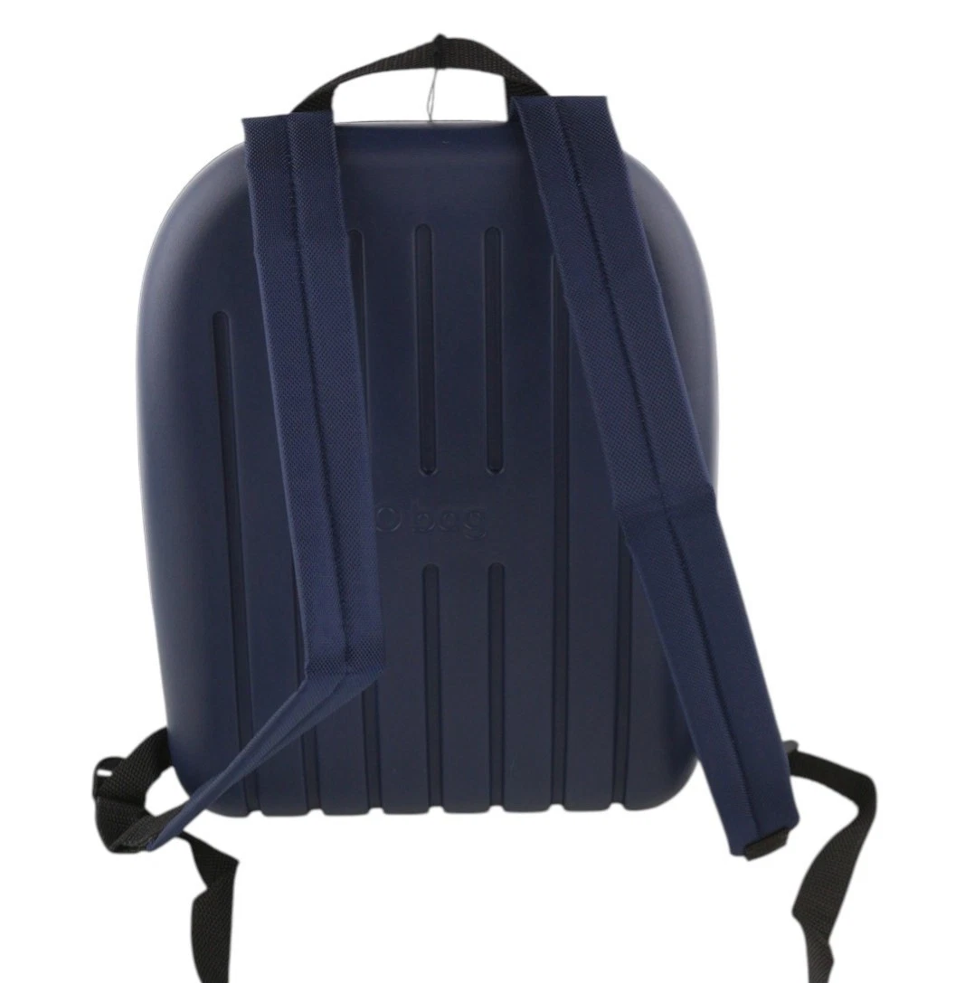 O Bag Women Bag OS Unisex Blue Round Backpack Front Zip Double Handle Logo - O Bag