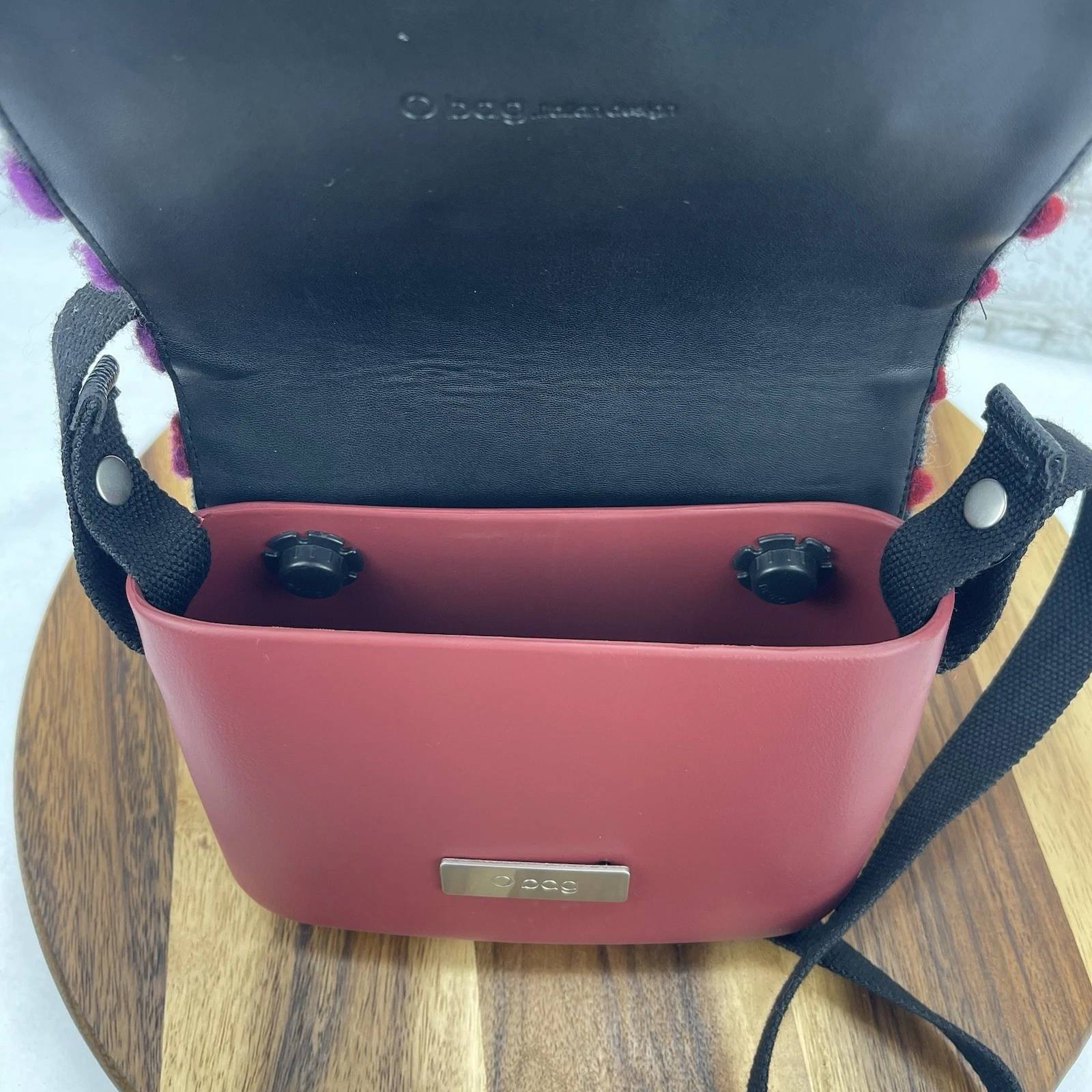 Obag O Bag O Pocket OPKO9 Womens EVA Wool Polka Dot Crossbody Bag Purse Italy - O Bag