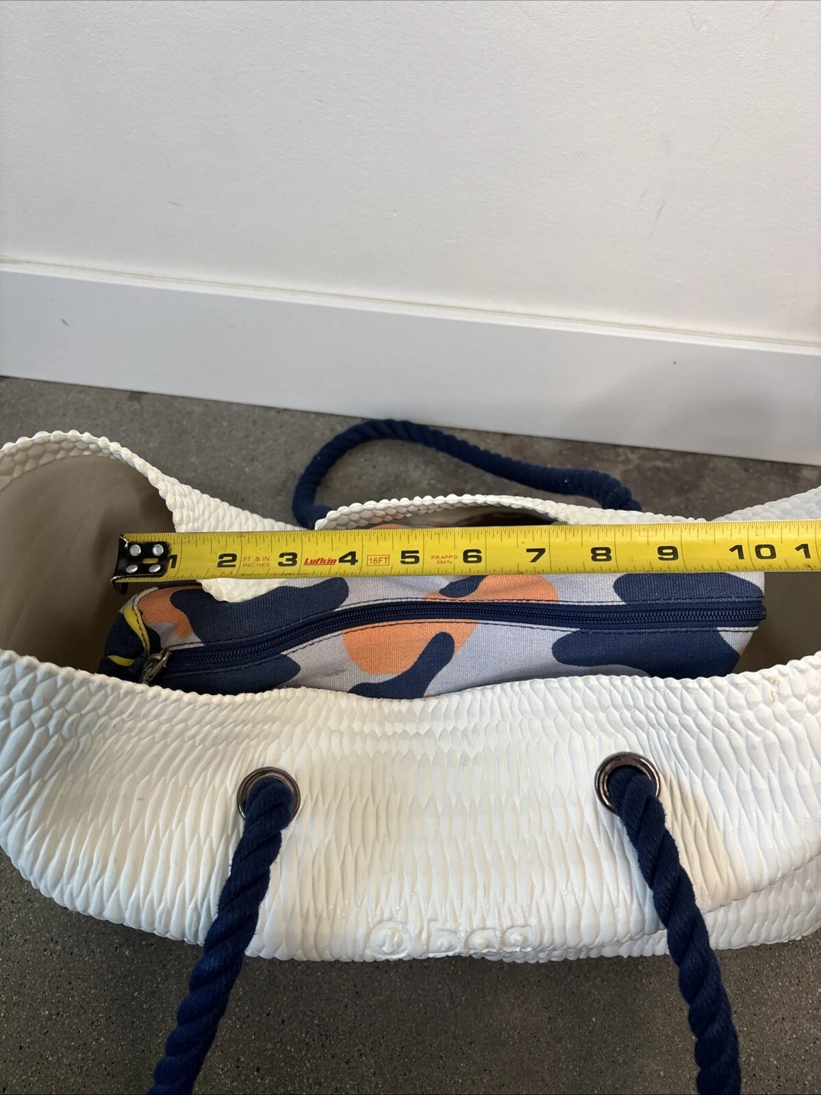 O Bag Beach Bag white w/ blue canvas handles + canvas beach bag insert - O Bag