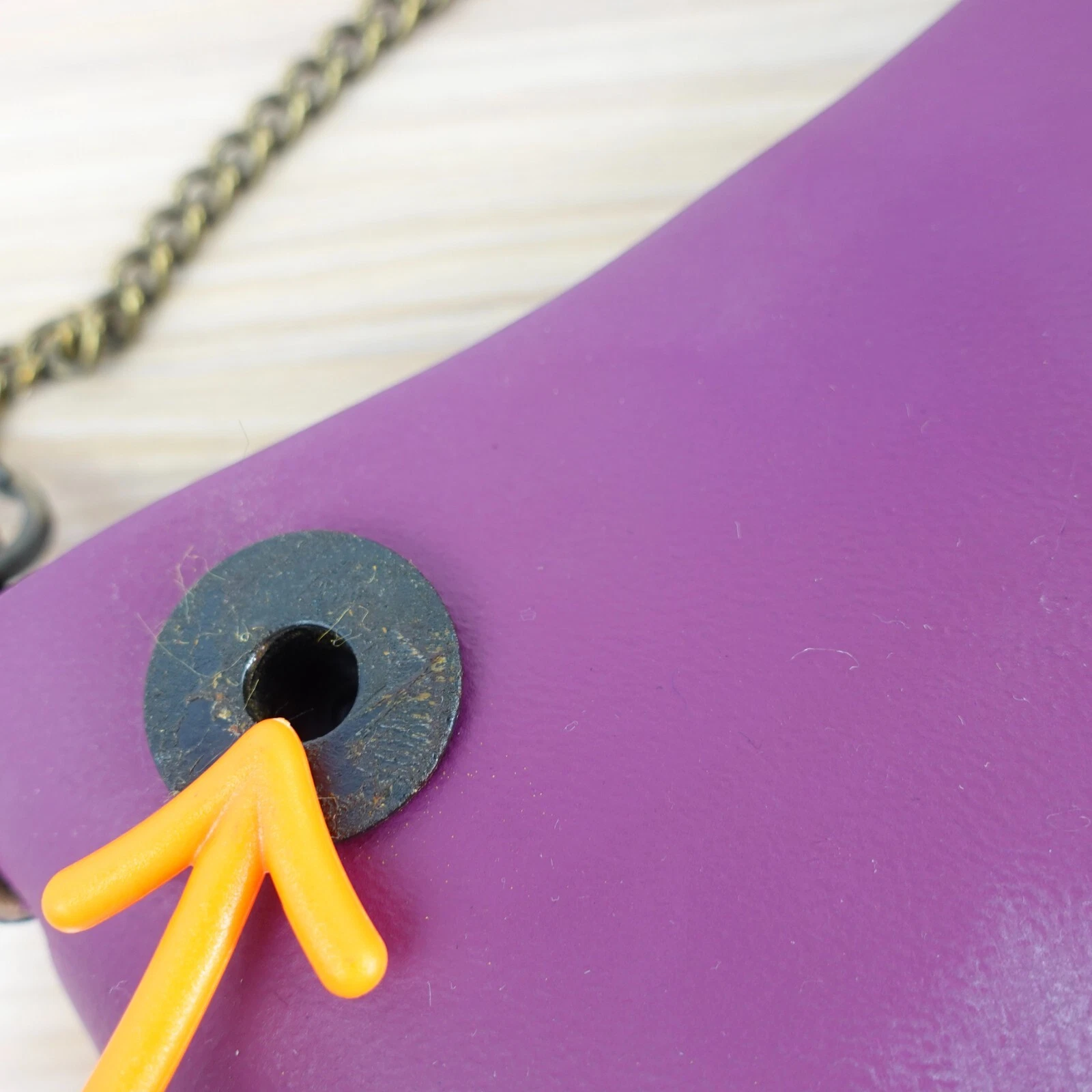 Plum Crossbody Purse Sling Gold Chain Small Italian Rubber Bag Clutch ITALY - O Bag