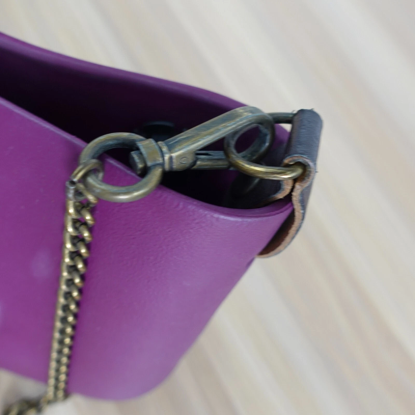 Plum Crossbody Purse Sling Gold Chain Small Italian Rubber Bag Clutch ITALY - O Bag