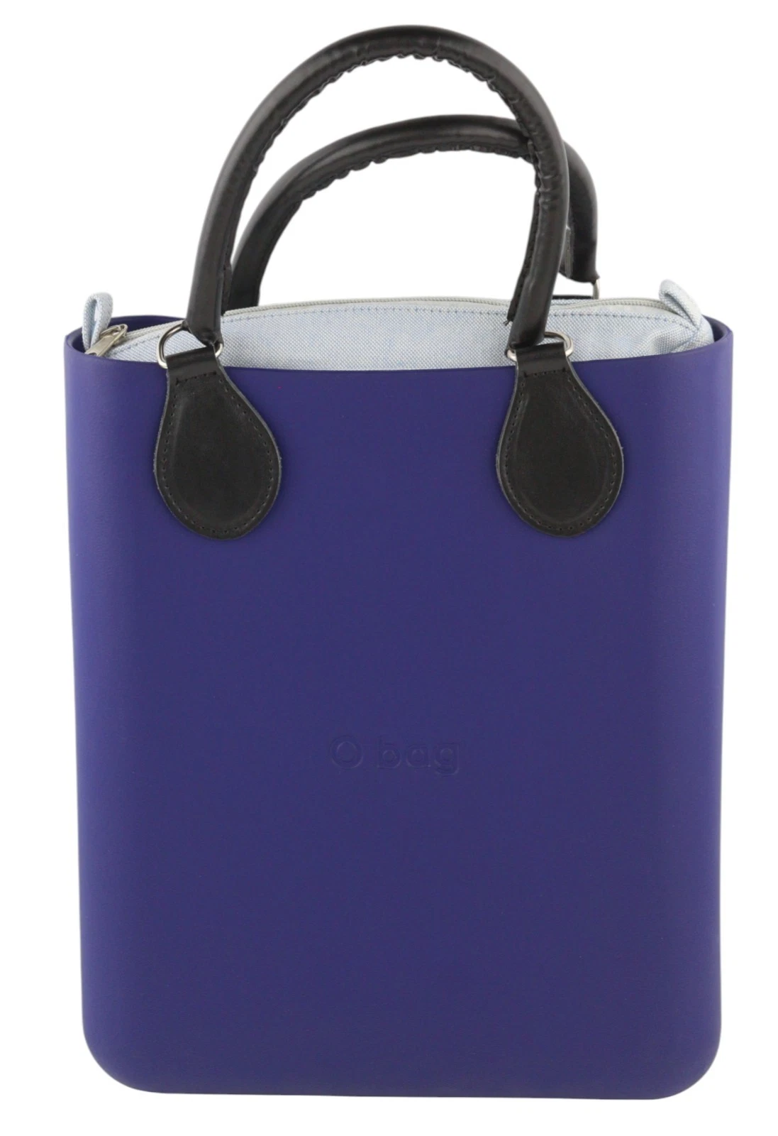 O Bag Chic Women Bag OS Blue Twin Handles Inner Pouch Mini Square Tote Logo - O Bag