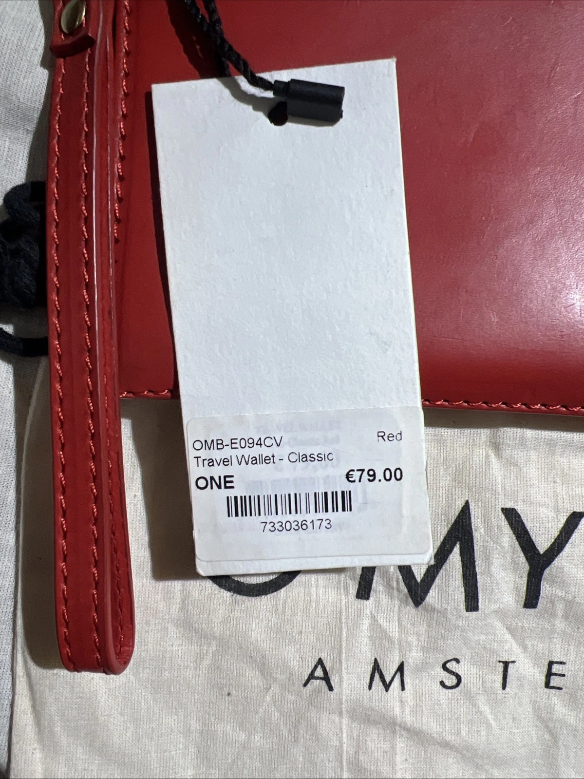 O My Bag Amsterdam Travel Pouch Red Classic Leather Wristlet Bag Wallet - O Bag