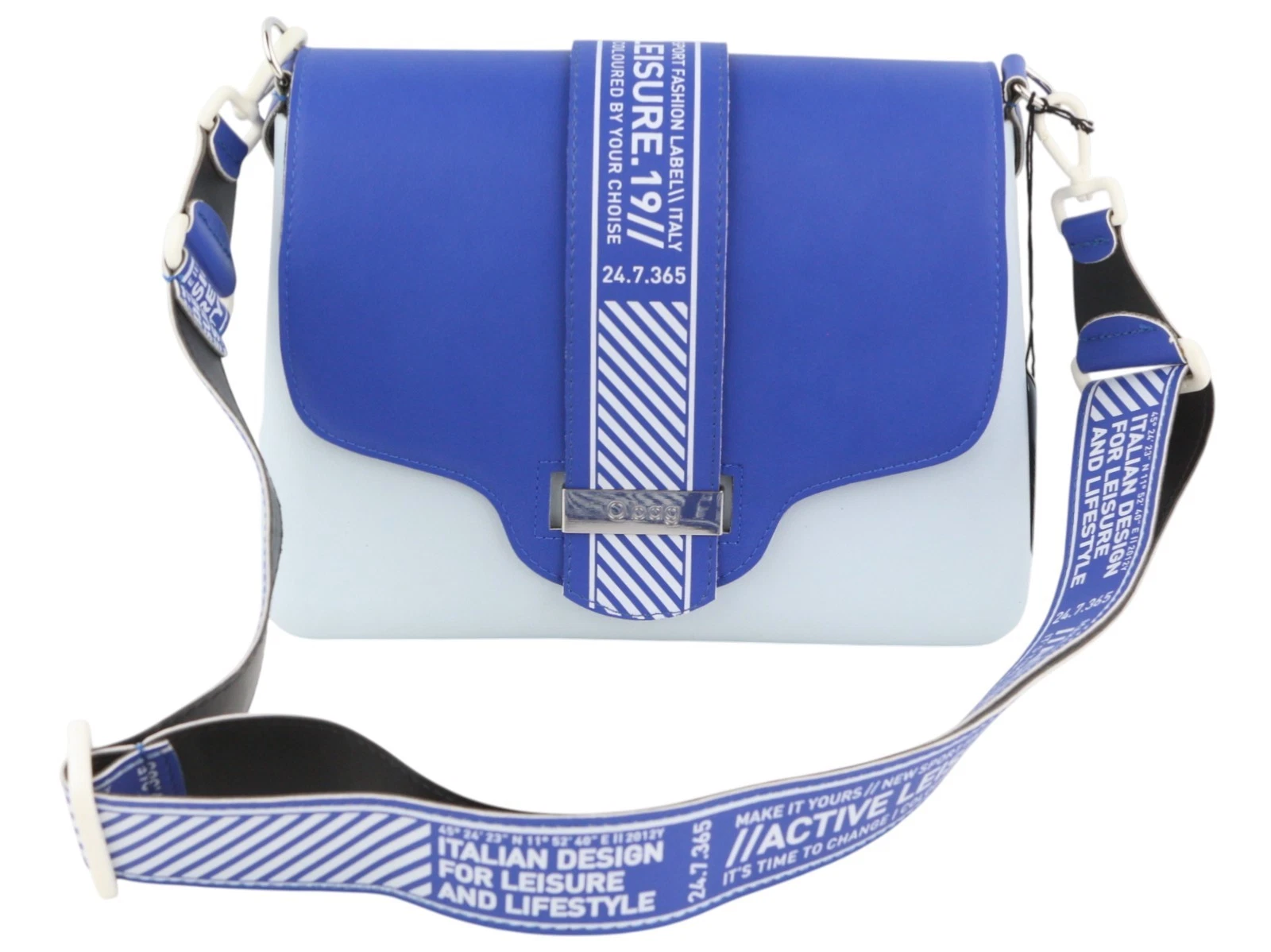 O Bag Glam Women Bag OS Blue Pattern Adjustable Strap Clasp Crossbody - O Bag
