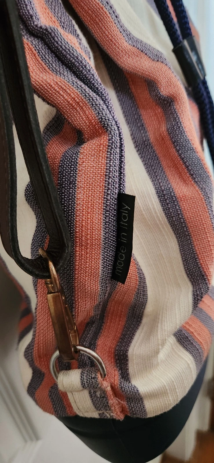 O Bag Bucket Backpack Canvas/Rubber W/Adjustable Removable Strap Made In Italy - O Bag