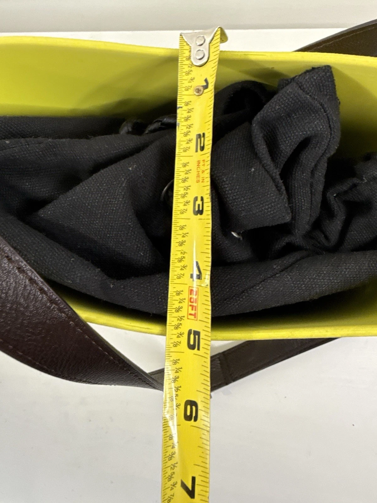 ✿ O bag Mini Bucket Bag Yellow Rubber Body Brown Leather Strap Crossbody Italy - O Bag