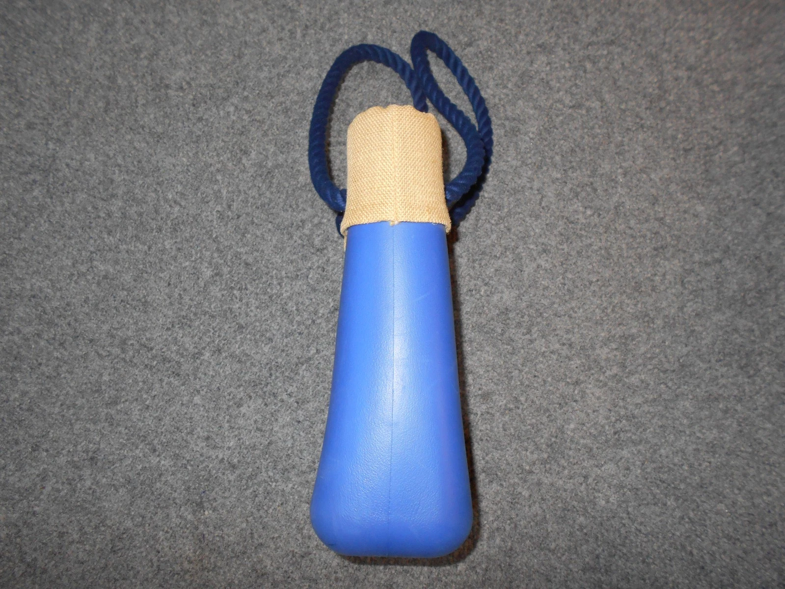 O BAG GENUINE! DARK BLUE RUBBER & BURLAP TOP SHIP ROPE HANDLES TOTE BAG - O Bag