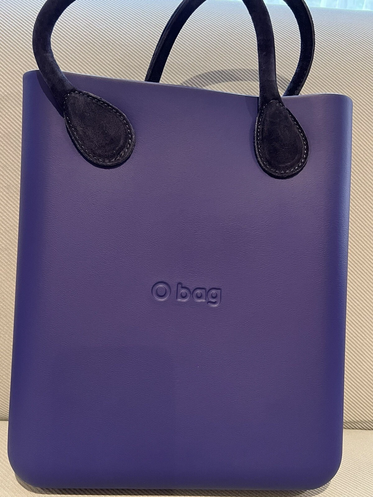 O bag Obag Italy Borsa Chic Blue Iris Eva Large Tote Purse Suede Navy Handle New - O Bag