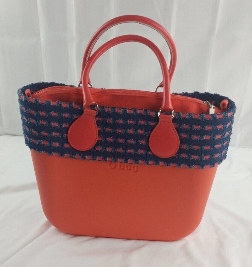 O BAG ITALY CORAL W/WRAP AROUND BLUE DENIM TOTE BAG - O Bag