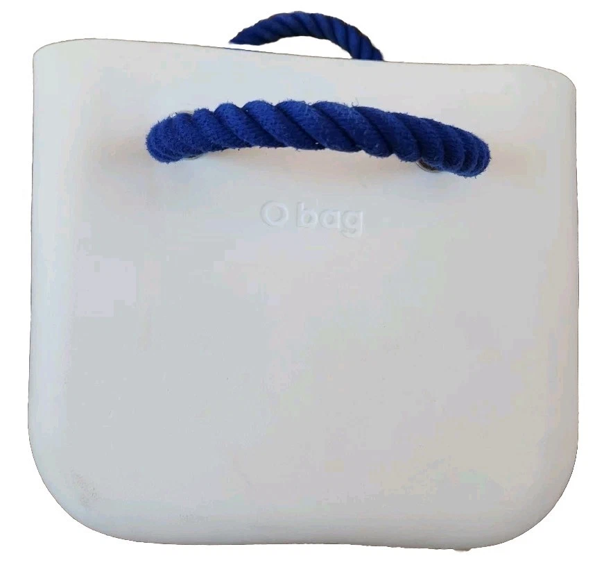 Women's Obag Midi Bag White Original (like new) ROYAL BLUE HANDLES - O Bag