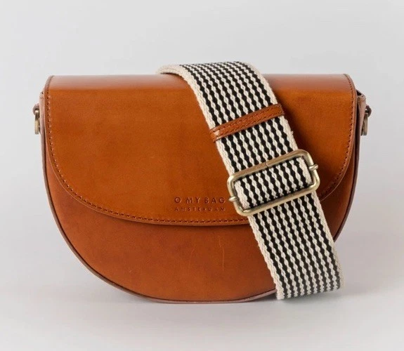 O My Bag Amsterdam AVA Cognac Leather Crossbody Saddle Bag Purse w/ 2 Straps EUC - O Bag