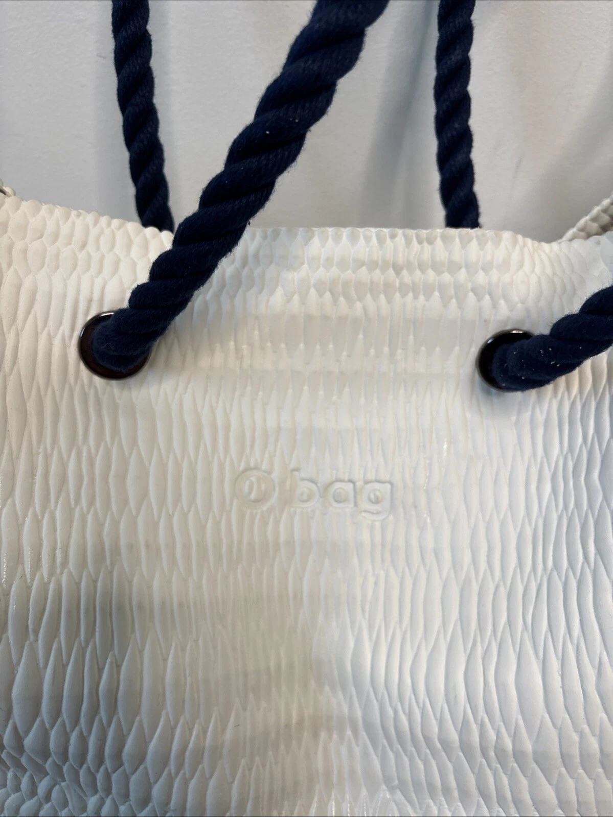 O Bag Beach Bag white w/ blue canvas handles + canvas beach bag insert - O Bag