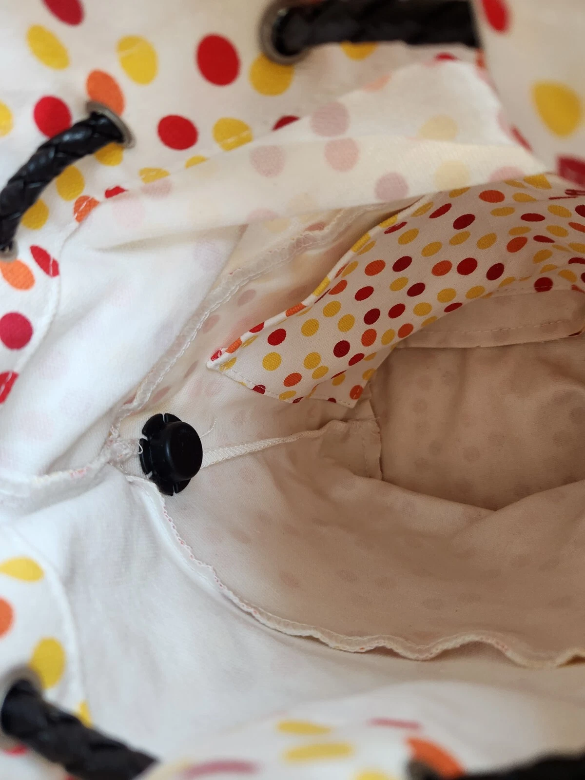 OBAG ITALY RARE Compound Bucket Basket Tote Crossbody Bag Yellow Polka Dot Liner - O Bag