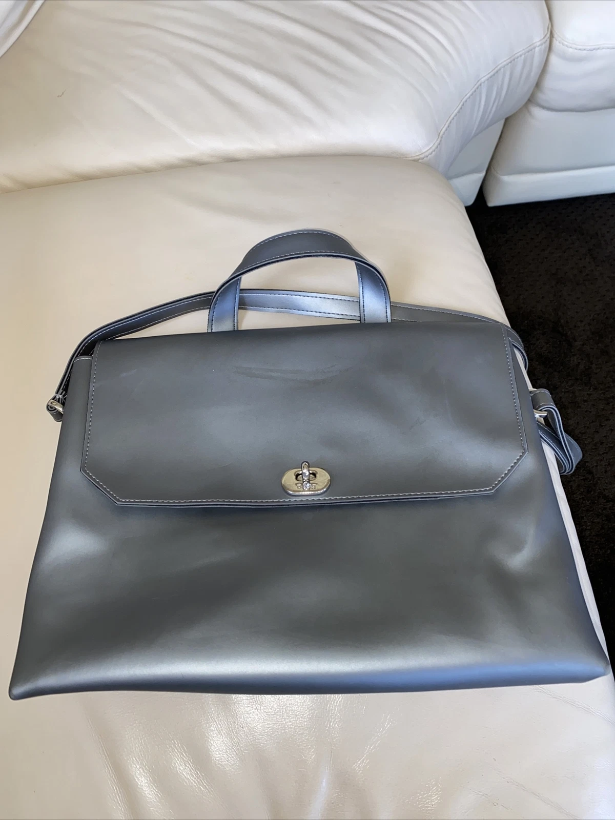 O Bag Shiny Grey Shoulder Bag. Minor Scuff Marks On Exterior - O Bag