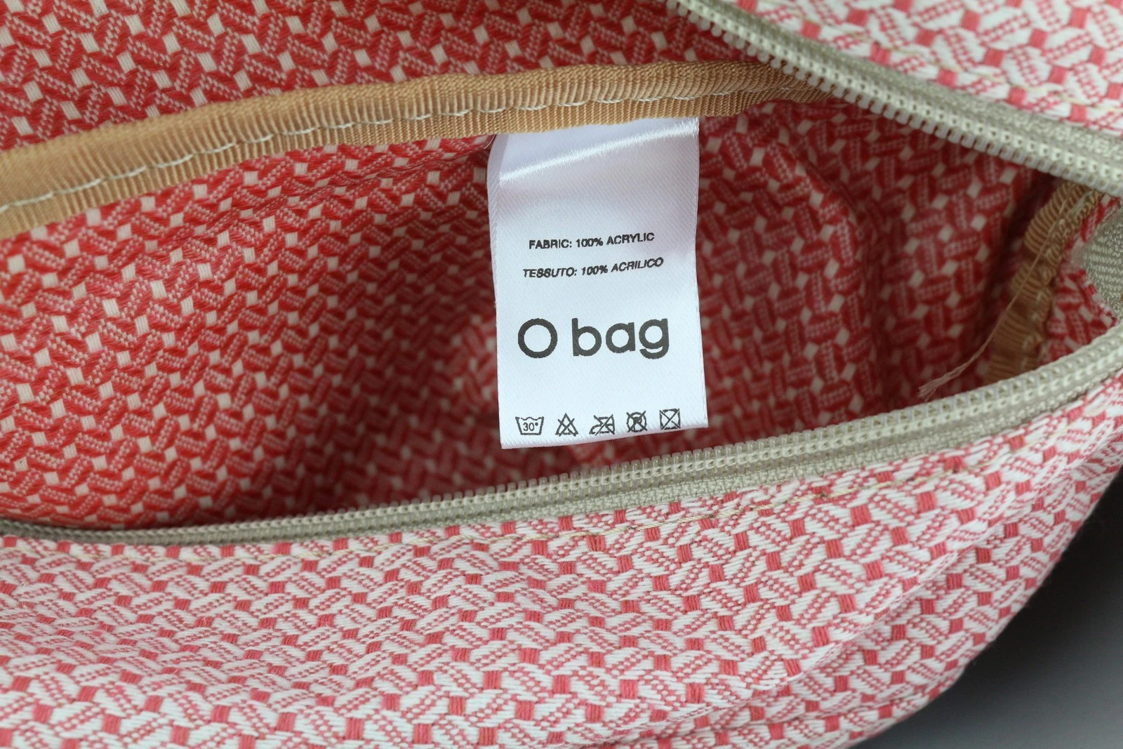 O Bag Women Bag OS Grey Soft Inner Zip Pouch Double Handle Square Logo - O Bag