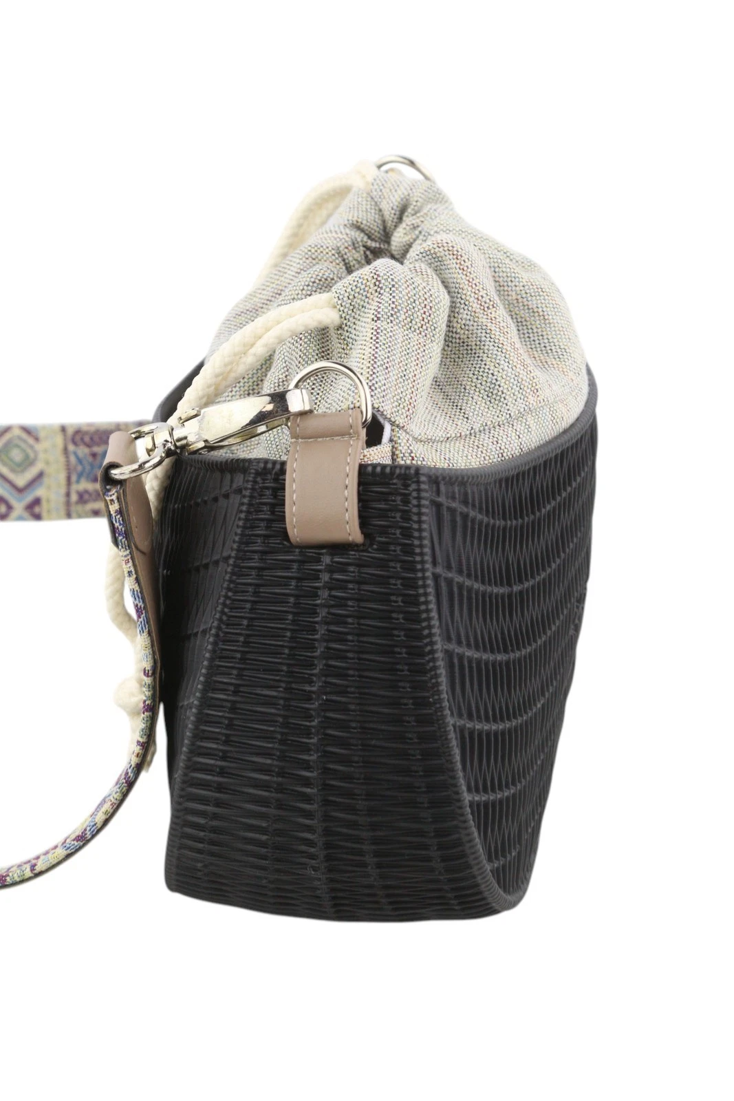 O Bag Swing Women Bag OS Black Textured Silicone Half Moon Inner Crossbody - O Bag