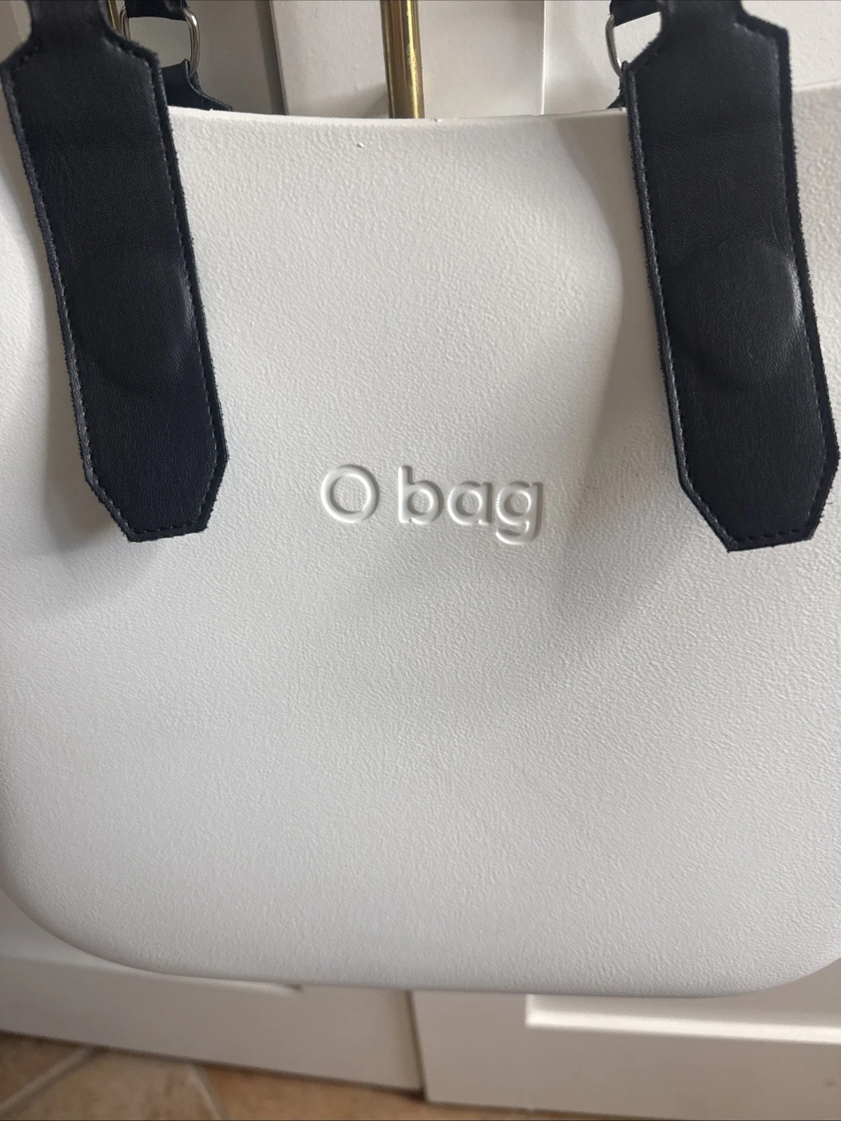 O Bag White Black Tote Bag Double Handle Paisley Liner - O Bag