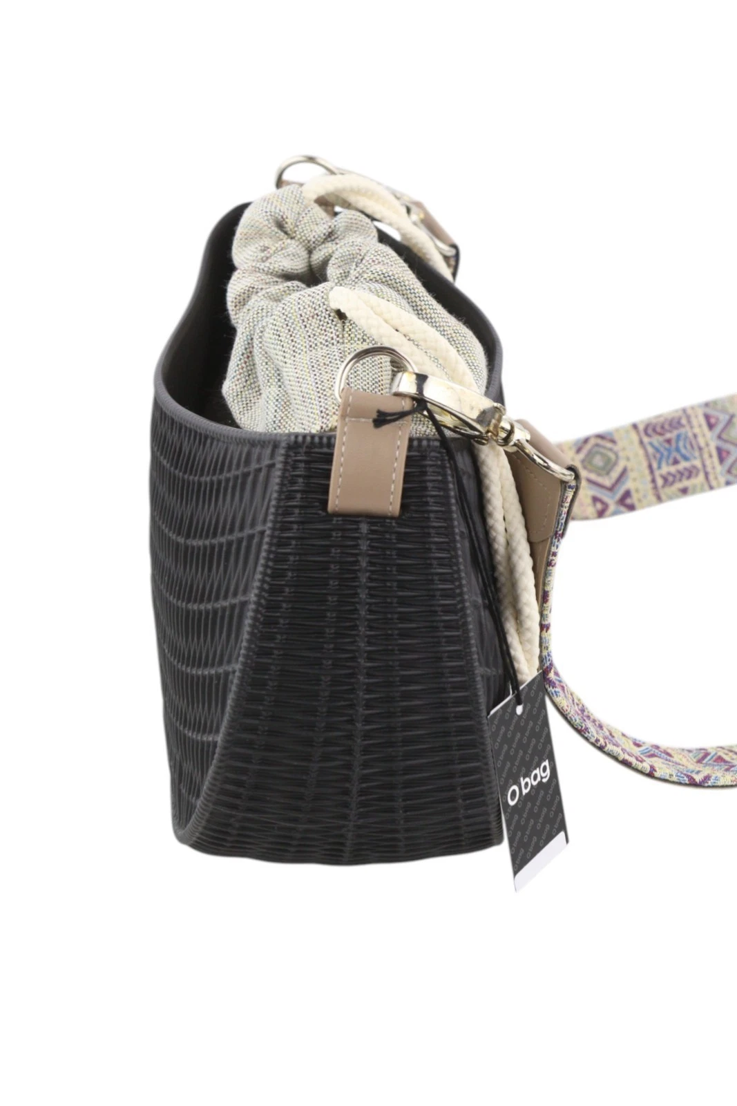 O Bag Swing Women's Bag OS Black Textured Silicone Half Moon Inner Crossbody - O Bag