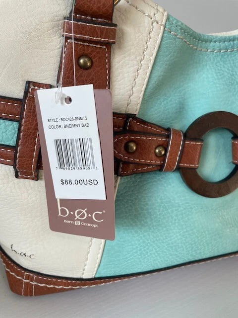 B O.C. Teal Blue & White Faux Leather Shoulder Bag - O Bag