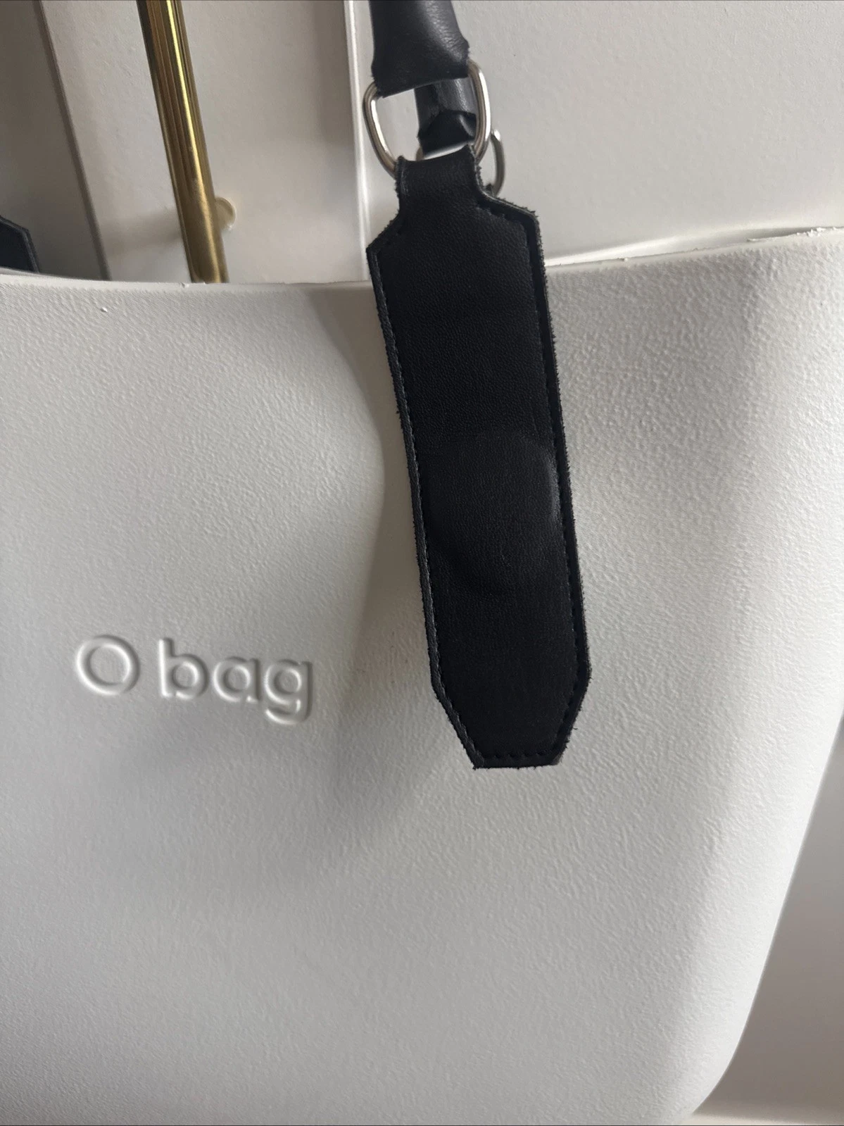 O Bag White Black Tote Bag Double Handle Paisley Liner - O Bag