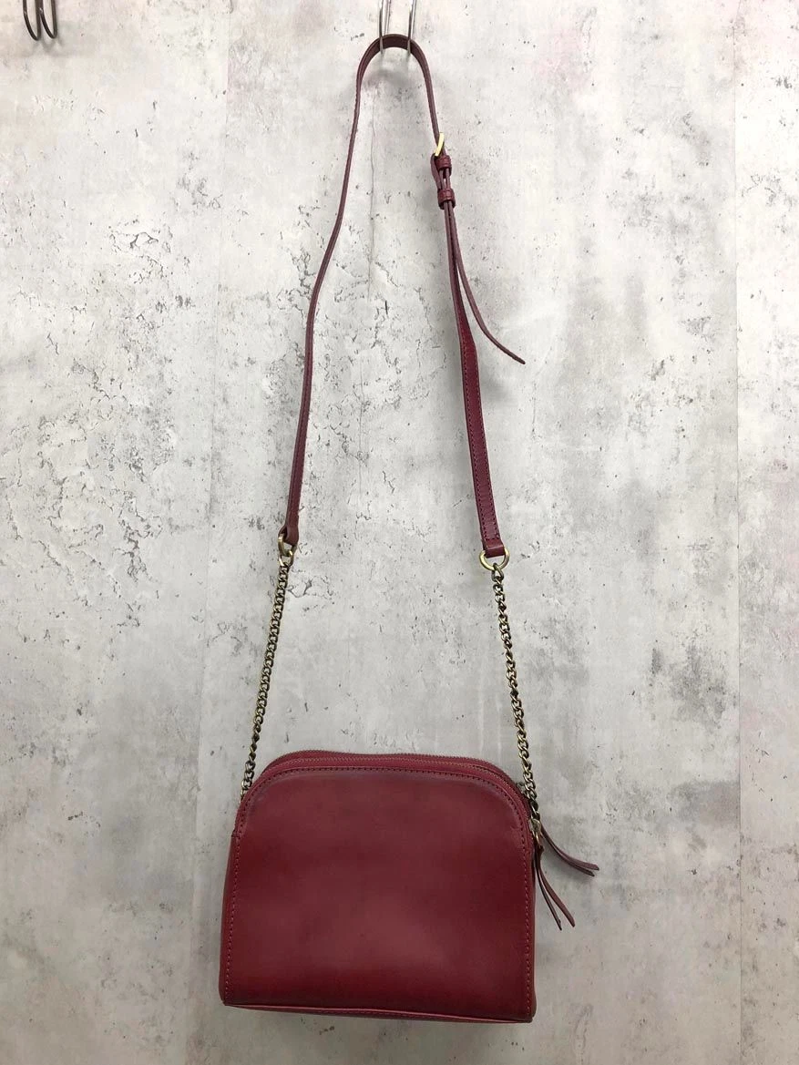 O My Bag Leather Chain Shoulder Bag Wine Red Used Ladies From Japan - O Bag
