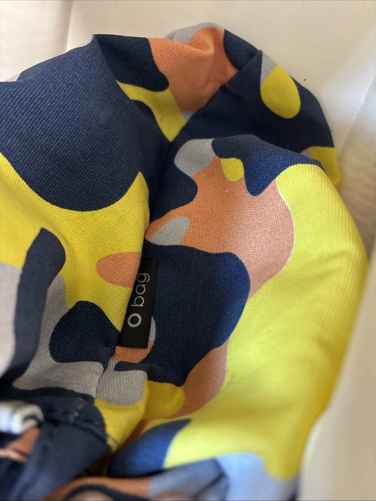 O Bag Beach Bag white w/ blue canvas handles + canvas beach bag insert - O Bag