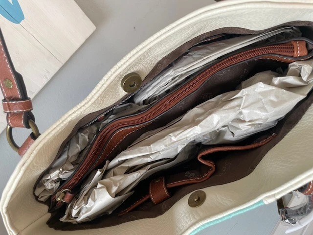 B O.C. Teal Blue & White Faux Leather Shoulder Bag - O Bag