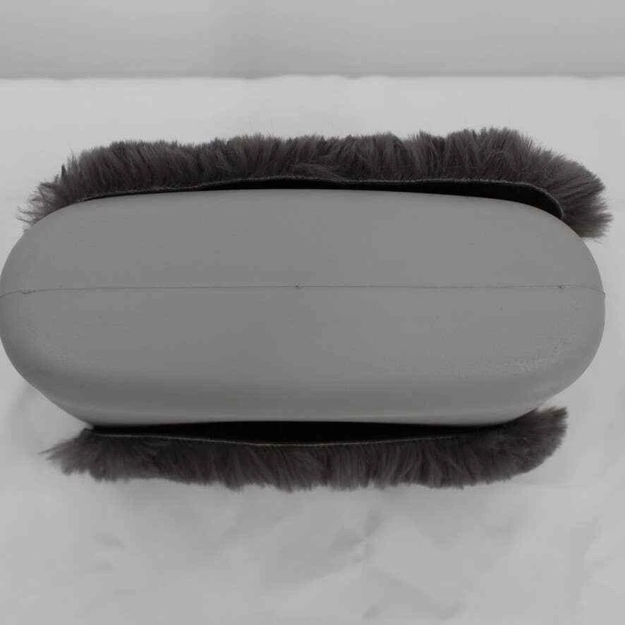 O Bag Italy Eva Compound Handbag Rubber Faux Fur Flap Magnetic Closure Grey Obag - O Bag