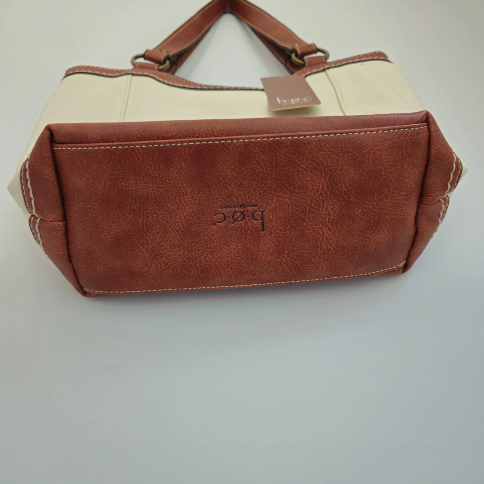 B.O.C. Crocket Power Tulip Brown Cream Tan Vegan Leather Purse Handbag - O Bag