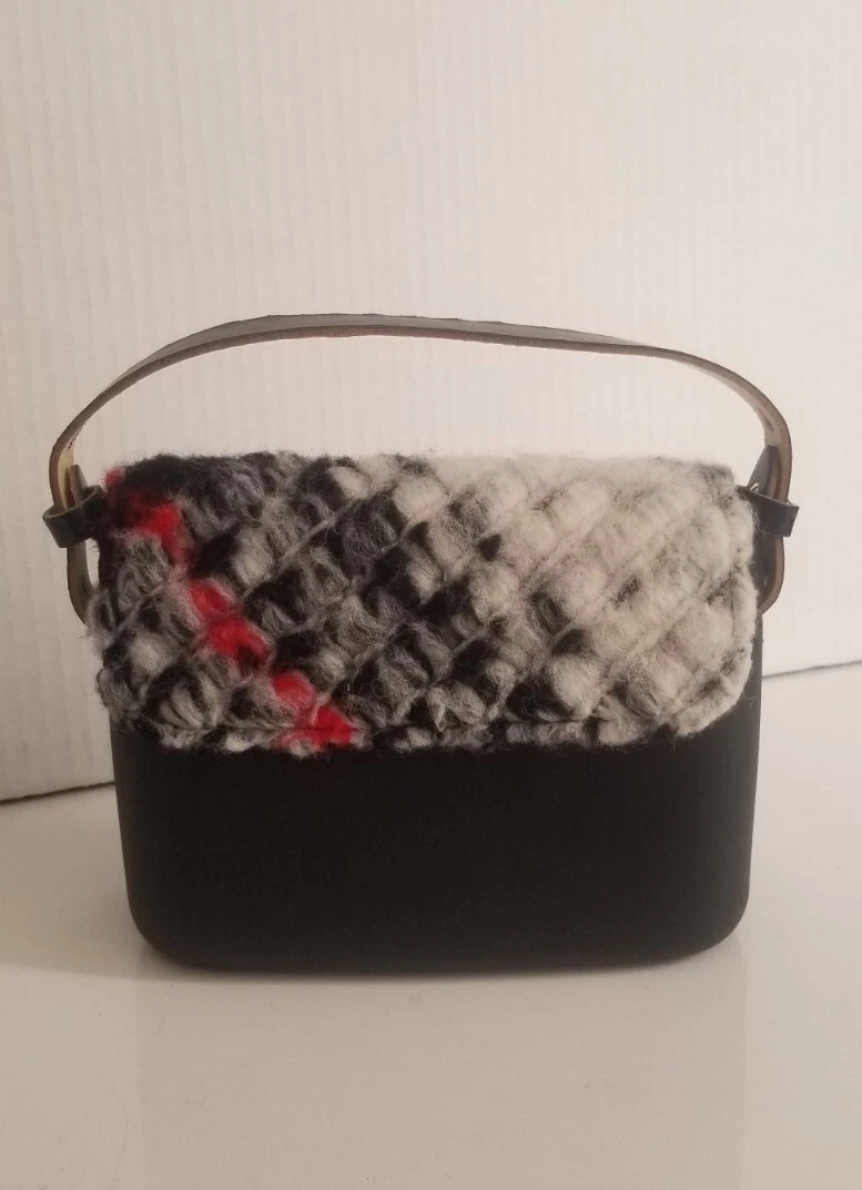 O BAG Small Purse Bag w/ Leather Handle Made in Italy Black Red Gray OPK04 - O Bag