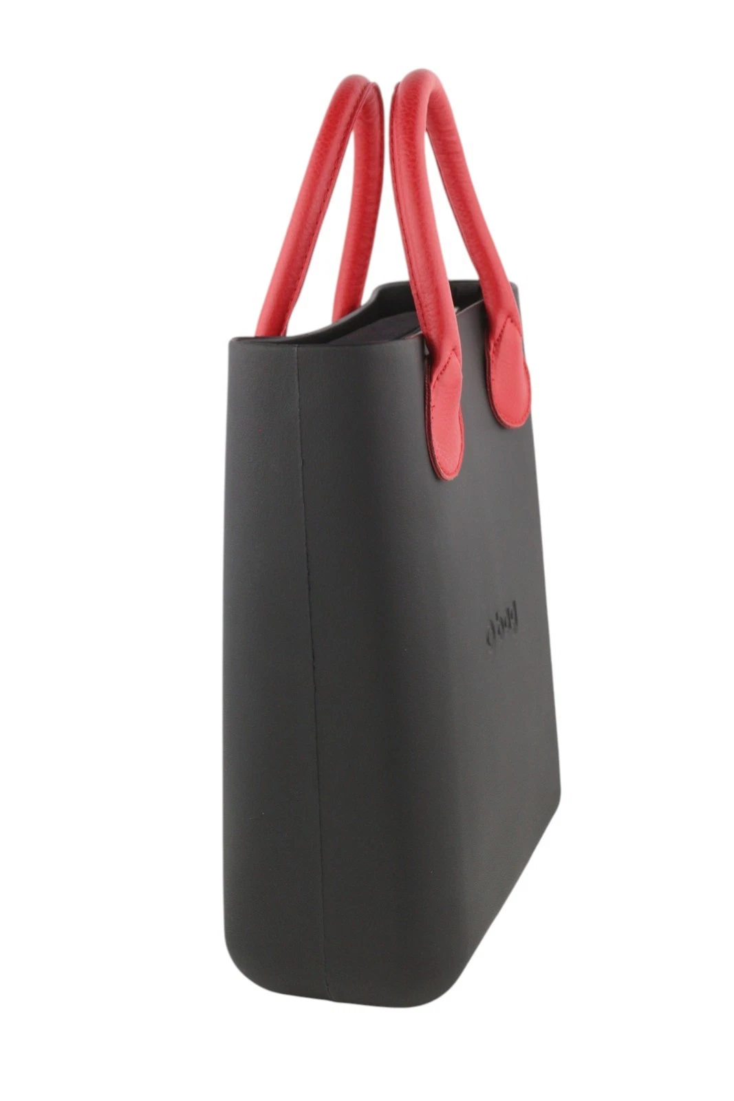 O Bag Chic Women Bag OS Black Red Double Handle Inner Pouch Square Tote - O Bag