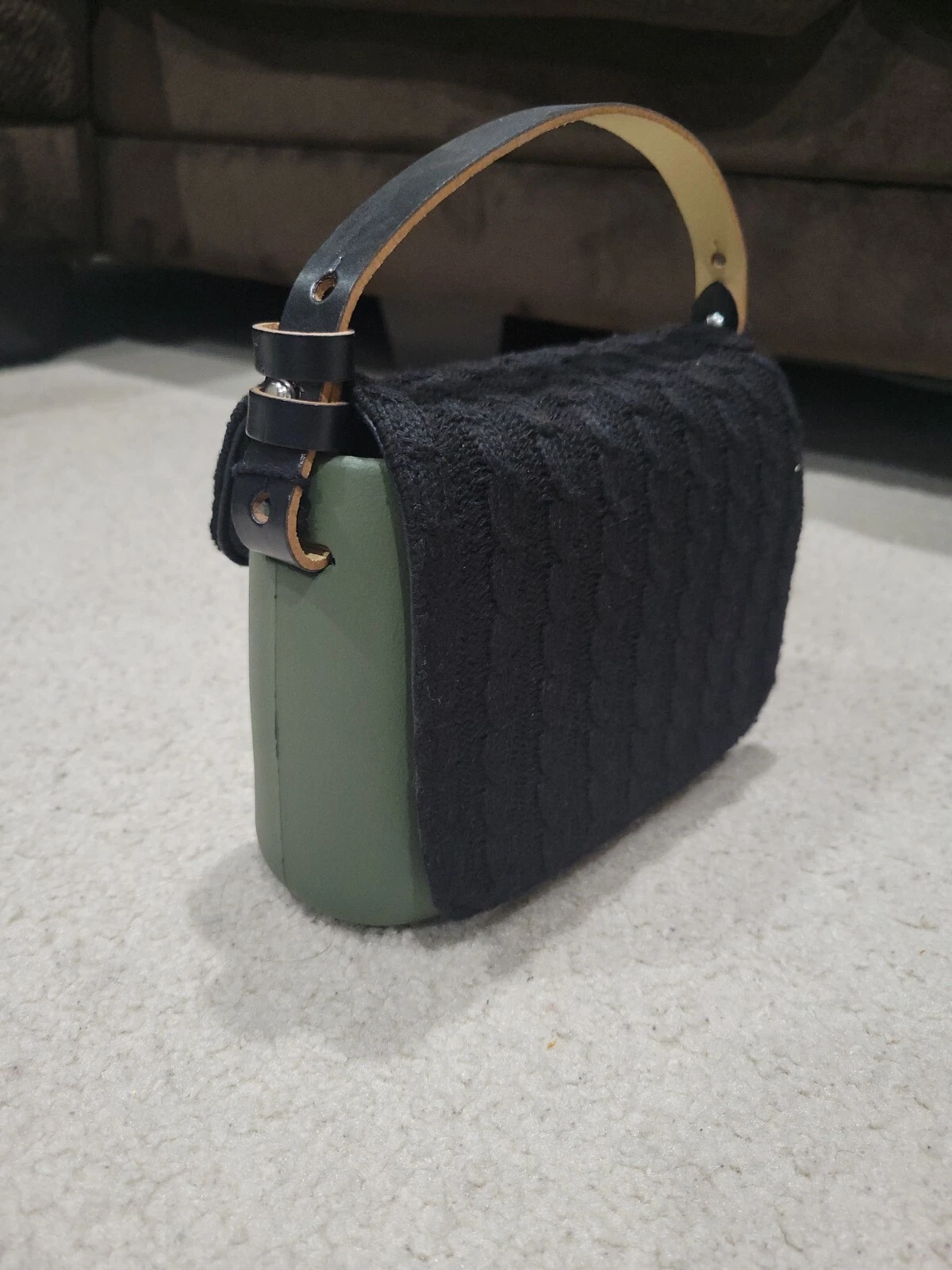 O BAG Small Purse Bag with Handle Italian Made Black Olive Green NEW. - O Bag