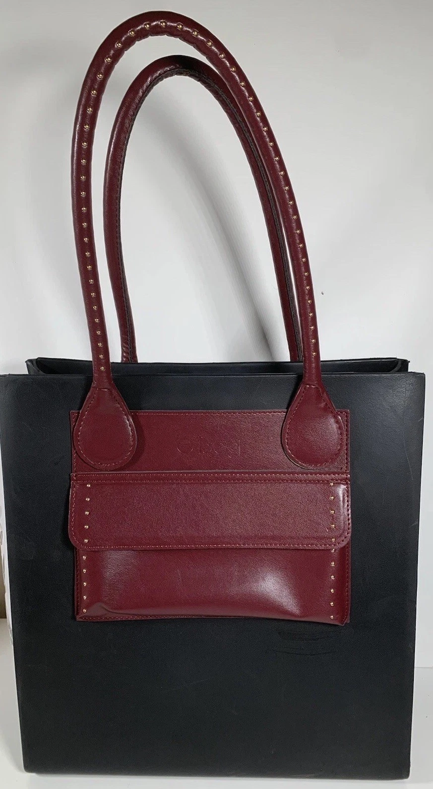 oBag Classic Black/Plum Purple Handles Large Bag Tote Italy AS-IS O Bag - O Bag