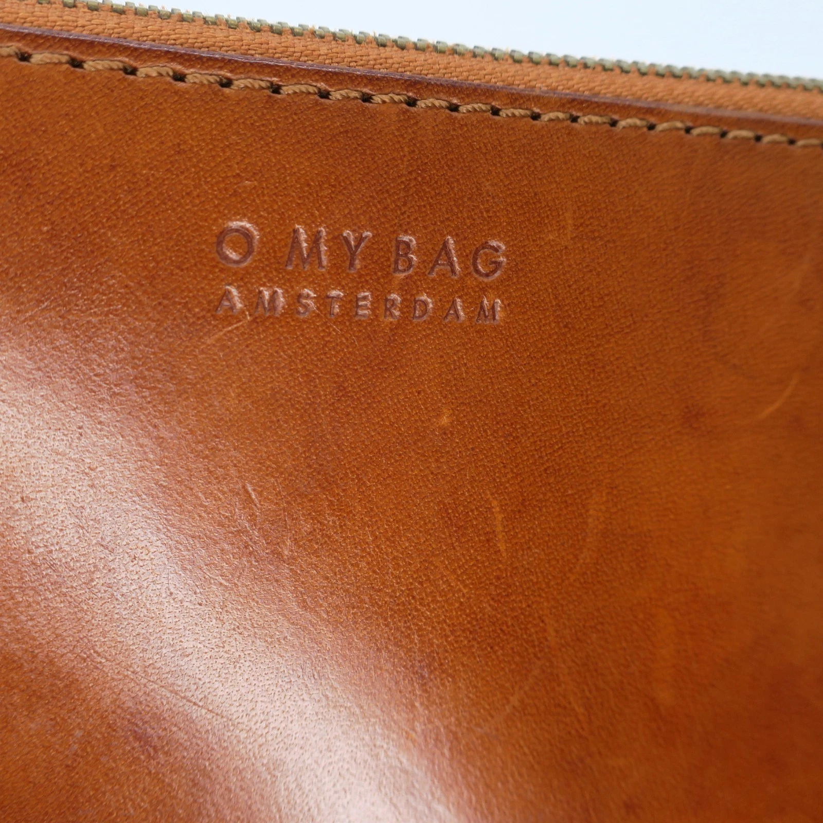 O My Bag Amsterdam Travel Pouch Brown Cognac Classic Leather Wristlet Bag Wallet - O Bag