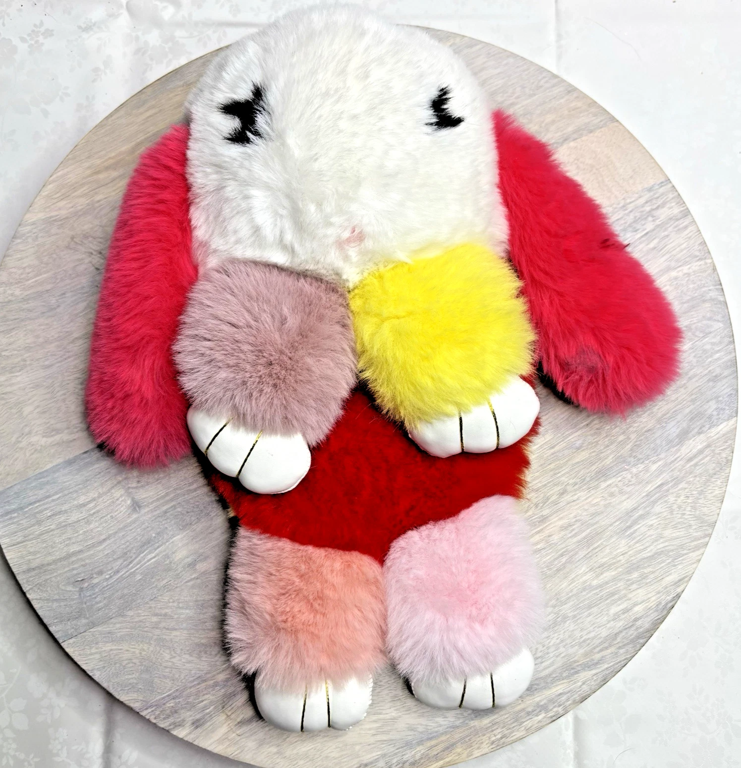 Colorful Faux Fur Bunny Plush Purse Soft Fluffy Handbag Crossbody Bag No Strap - O Bag