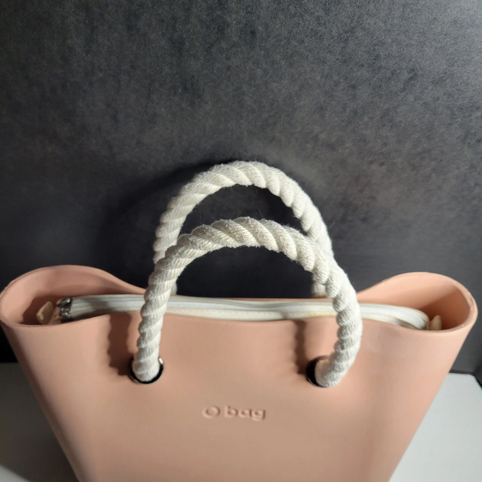 OBag Pink Tote Double Rope Handles Made in Italy Fullspot Shoulder 11 x 14 x 3.5 - O Bag