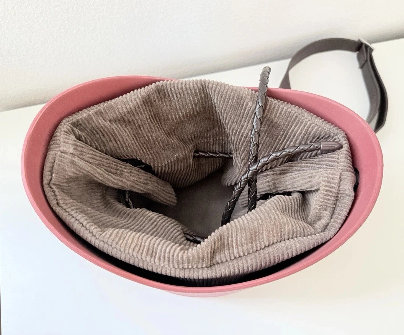 Obag Mini Dusty Rose Pink Bucket Bag With Corduroy Inner Bag & Strap Women’s - O Bag