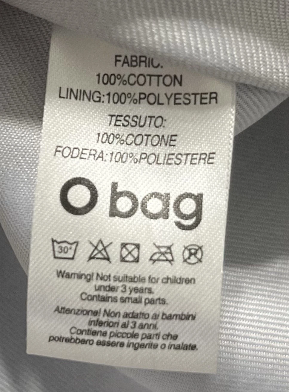 O bag Classic White Shell Blue Handles Liner Whipstitch Strap Modular Italy - O Bag