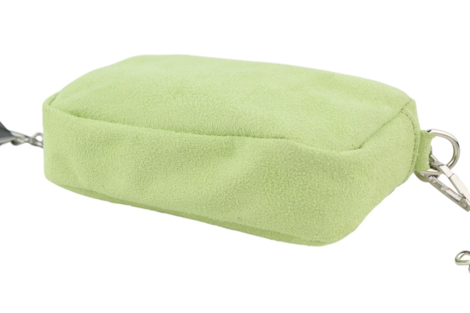 O Bag Extra Pocket Women Bag OS Green Faux Suede Silver Chain Crossbody - O Bag