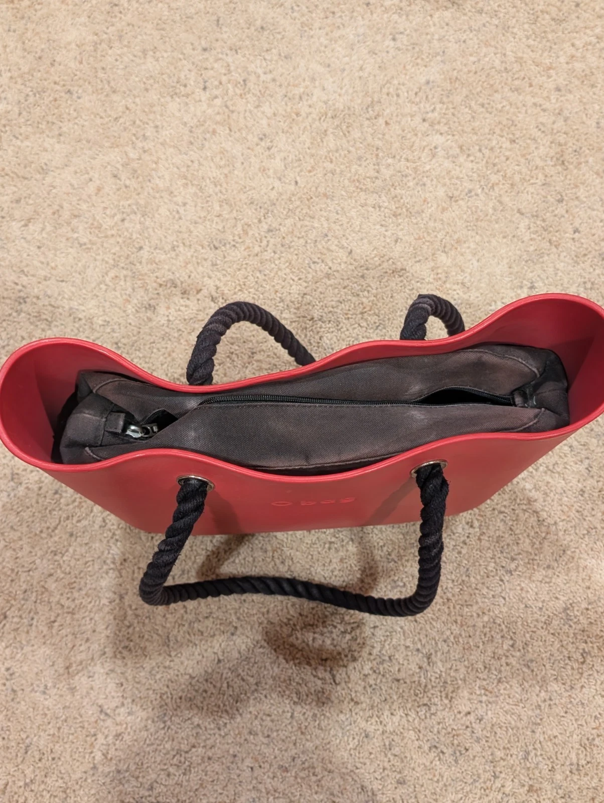 O bag Red Large 16''x 12'' Tote with Extras Made in Italy - O Bag