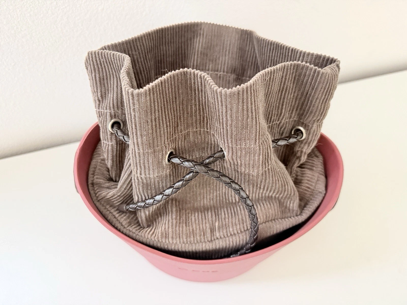 Obag Mini Dusty Rose Pink Bucket Bag With Corduroy Inner Bag & Strap Women’s - O Bag
