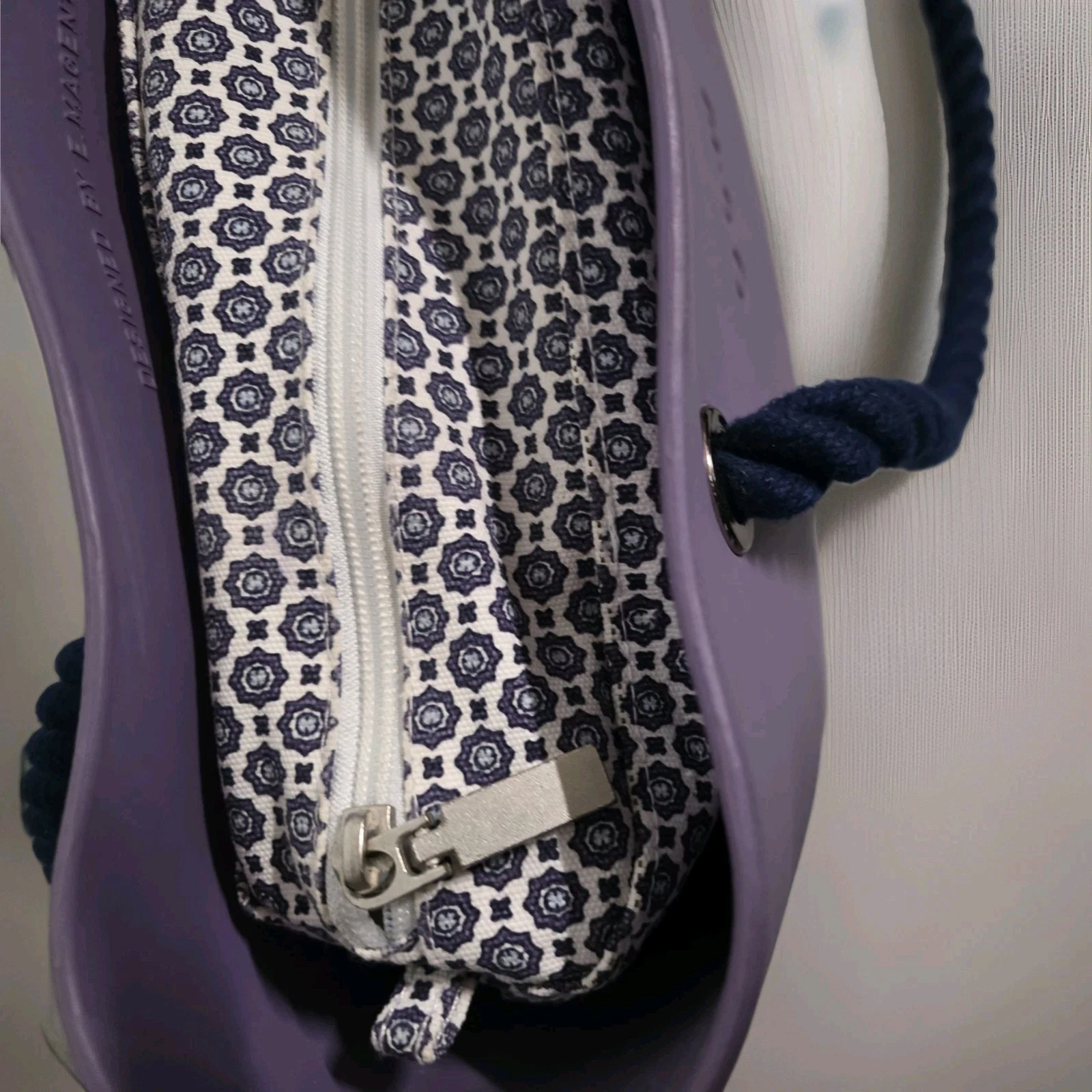 O bag Italian purple handbag Purse Waterproof Tote Rope Handles Made in Italy - O Bag