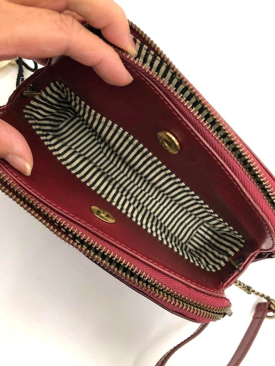 O My Bag Leather Chain Shoulder Bag Wine Red Used Ladies From Japan - O Bag