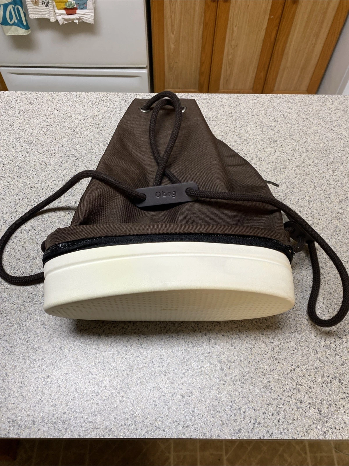 O Bag Obag Brown Bucket Bag Tote EVA & Canvas Drawstring Backpack Made In Italy - O Bag