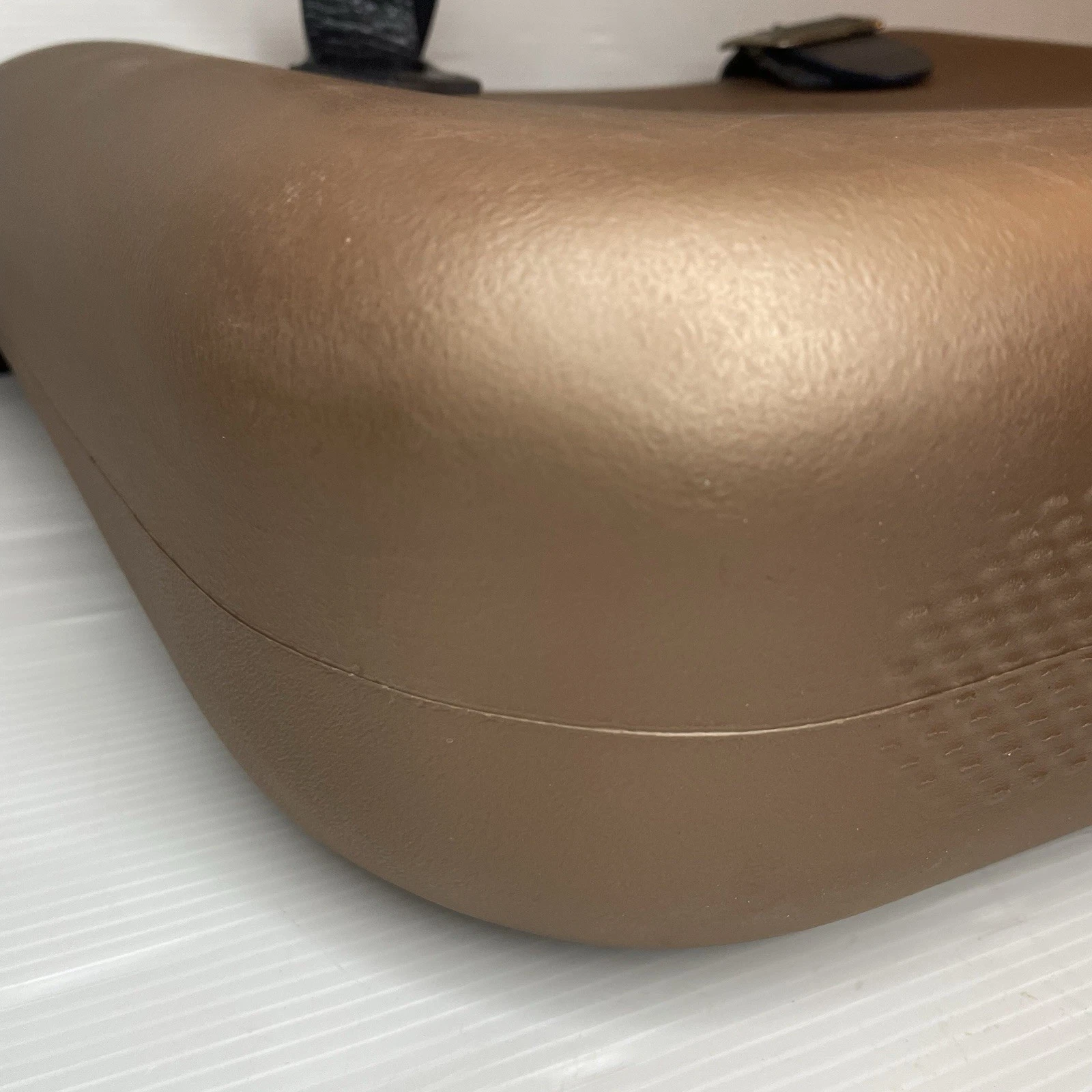 O Bag Italy Tan With Black Leather Straps Plaid Felt Liner Large Tote Bag - O Bag