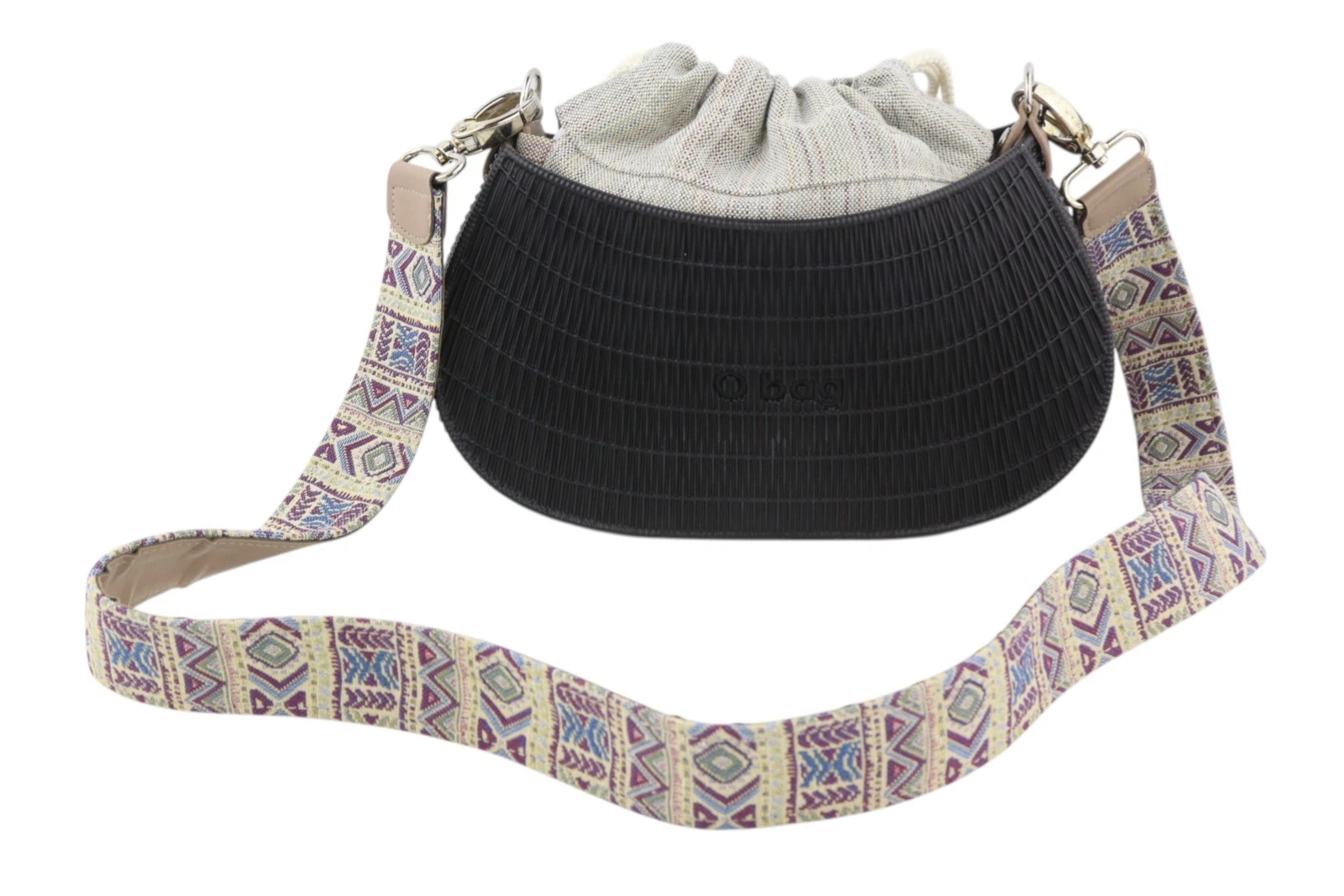 O Bag Swing Women Bag OS Black Textured Silicone Half Moon Inner Crossbody - O Bag