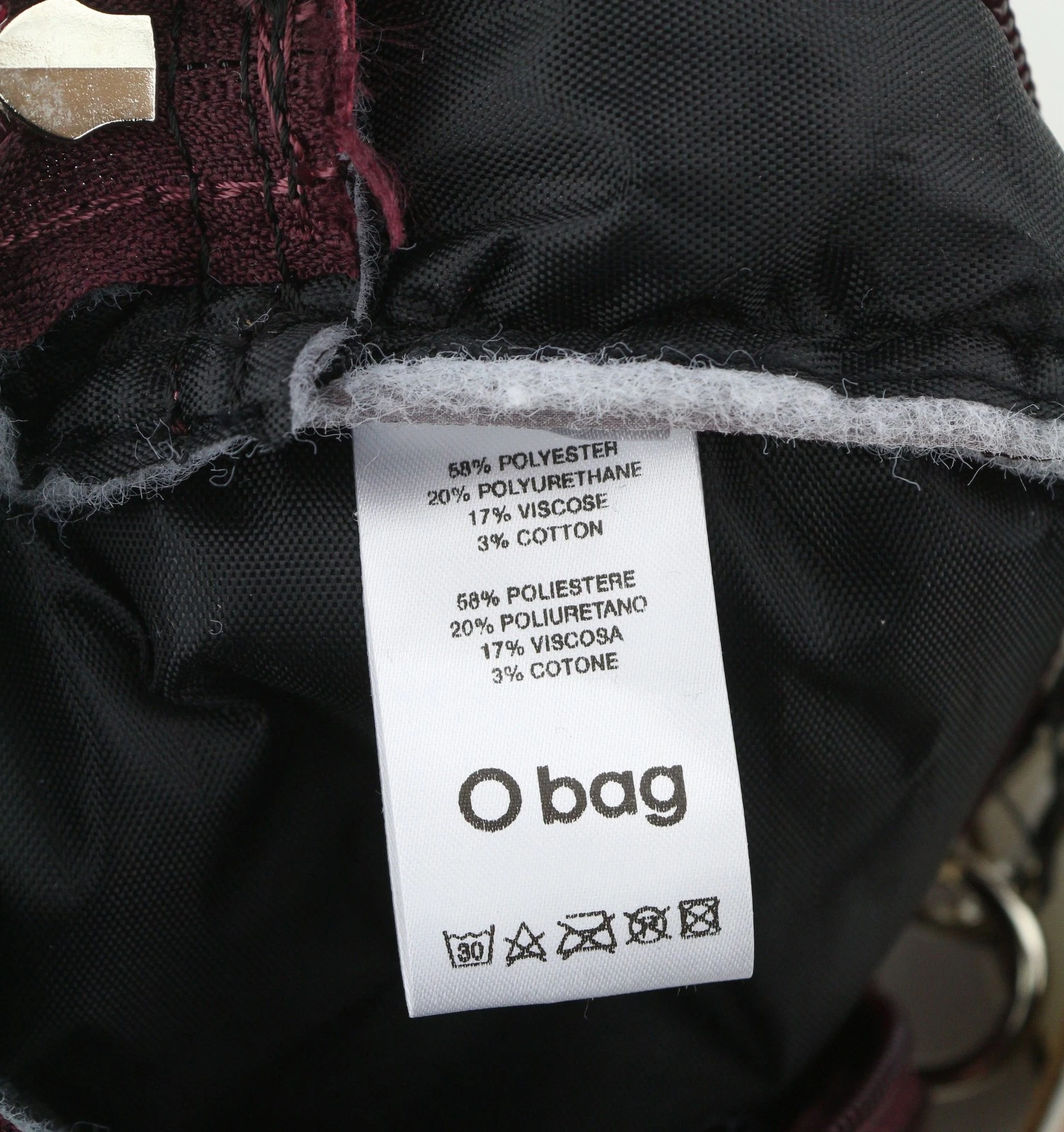 O Bag Extra Pocket Women Bag OS Burgundy Zip Closure Adjustable Crossbody Strap - O Bag